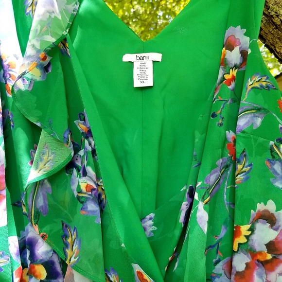 FLOWING GREEN FLORAL SUMMER DRESS/XL/VERY GARDEN PARTY - Picture 4 of 5